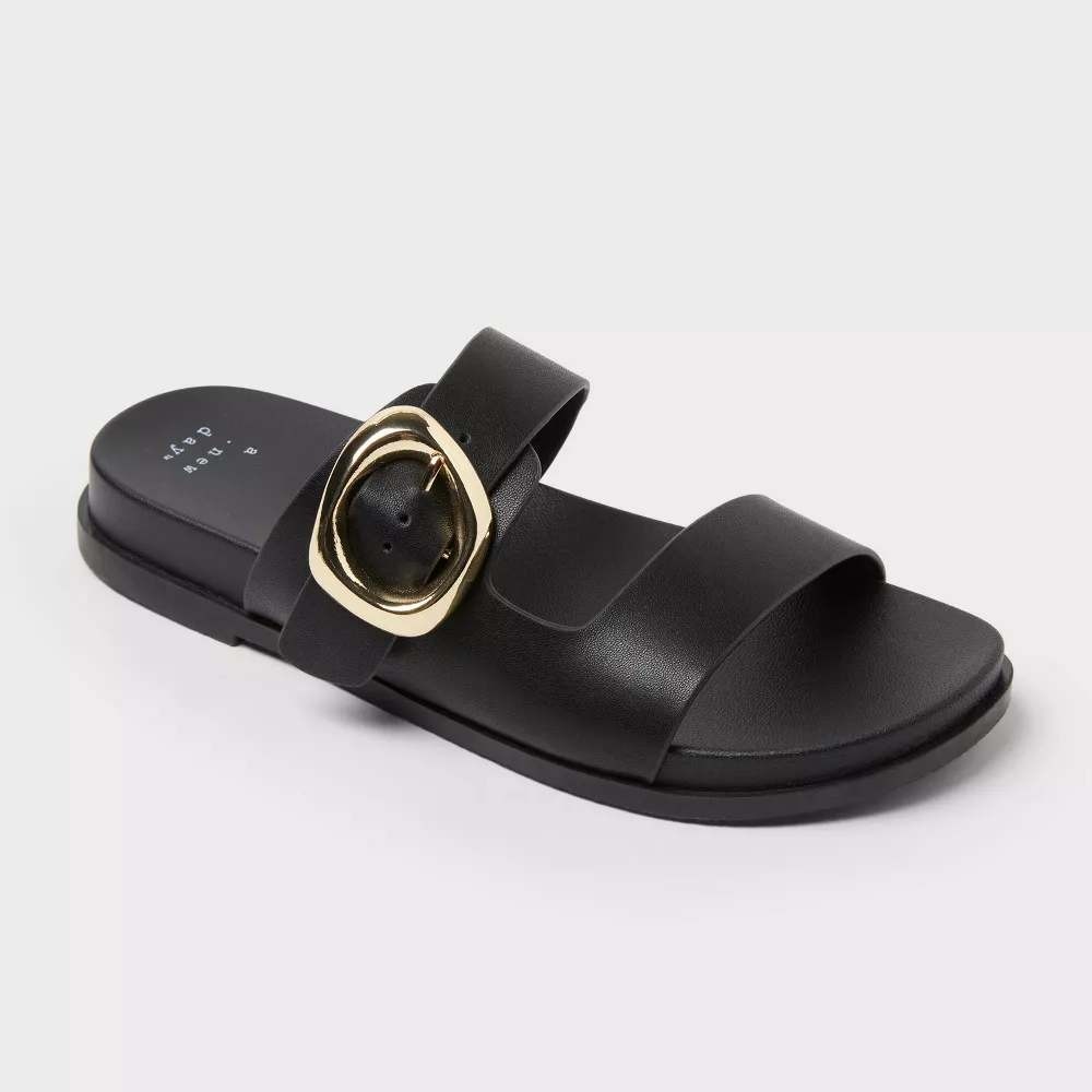 Women's Meg Sandals by A New Day Black Size 6 New With Tags